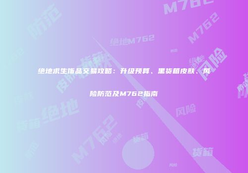 绝地求生饰品交易攻略：升级预算、黑货箱皮肤、风险防范及M762指南