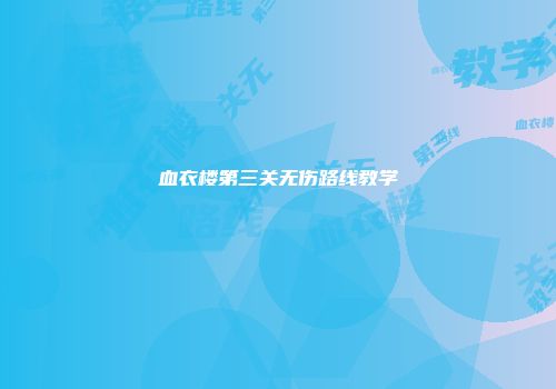 血衣楼第三关无伤路线教学