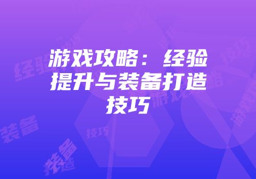 游戏攻略：经验提升与装备打造技巧