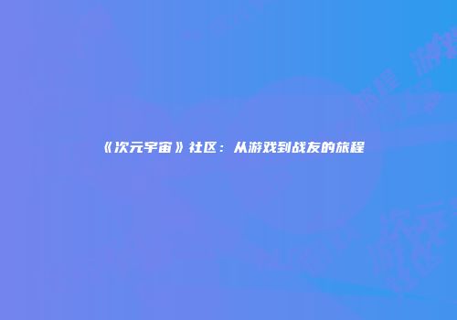《次元宇宙》社区：从游戏到战友的旅程