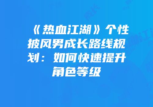 《热血江湖》个性披风男成长路线规划：如何快速提升角色等级