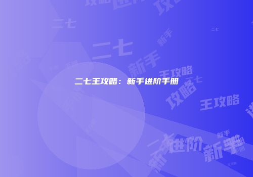 二七王攻略：新手进阶手册