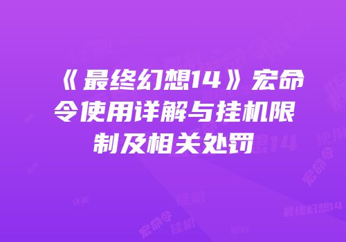 《最终幻想14》宏命令使用详解与挂机限制及相关处罚