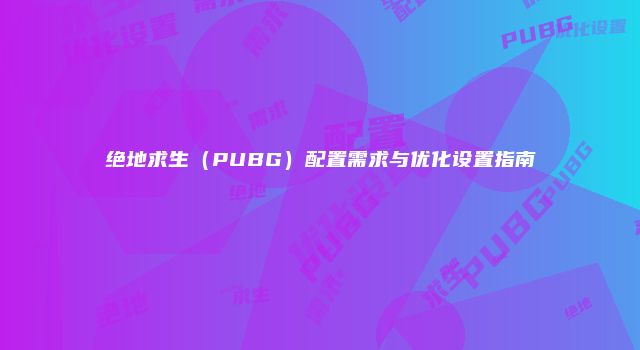 绝地求生（PUBG）配置需求与优化设置指南