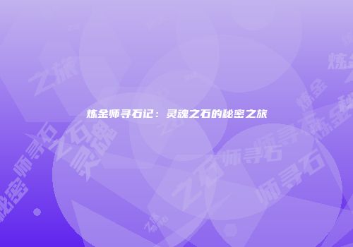炼金师寻石记：灵魂之石的秘密之旅