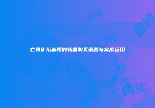 亡骨矿坑首领的装备购买策略与实战运用