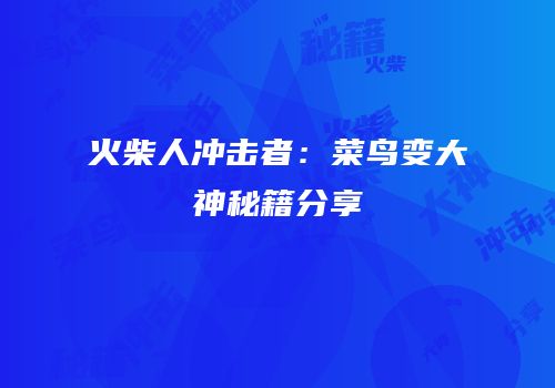 火柴人冲击者：菜鸟变大神秘籍分享