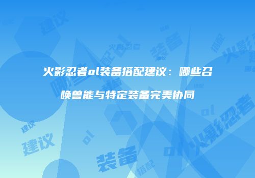 火影忍者ol装备搭配建议：哪些召唤兽能与特定装备完美协同