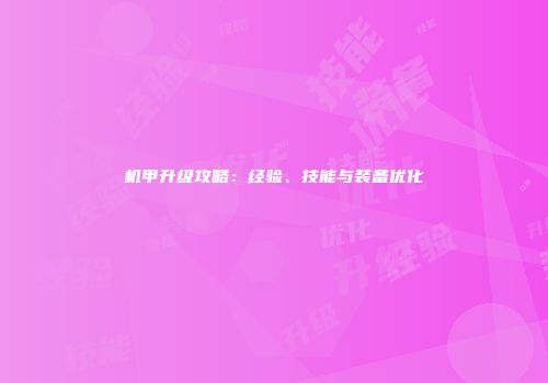 机甲升级攻略：经验、技能与装备优化