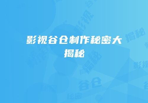 影视谷仓制作秘密大揭秘