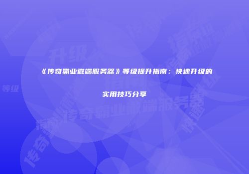《传奇霸业微端服务器》等级提升指南：快速升级的实用技巧分享