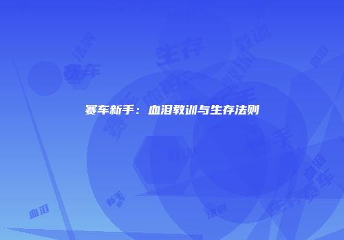 赛车新手：血泪教训与生存法则