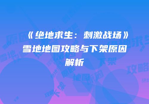 《绝地求生：刺激战场》雪地地图攻略与下架原因解析