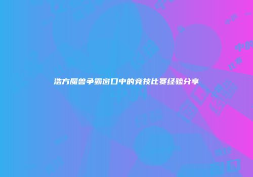 浩方魔兽争霸窗口中的竞技比赛经验分享