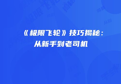 《极限飞轮》技巧揭秘：从新手到老司机