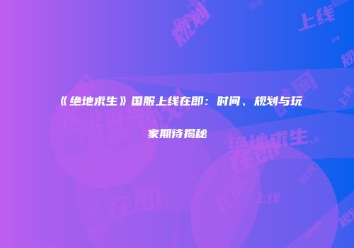 《绝地求生》国服上线在即：时间、规划与玩家期待揭秘