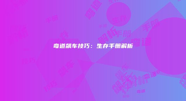 弯道飙车技巧：生存手册解析