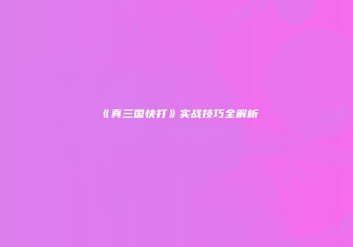 《真三国快打》实战技巧全解析