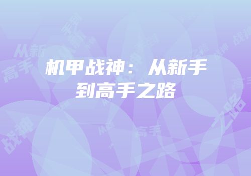 机甲战神：从新手到高手之路