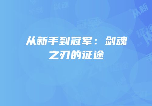 从新手到冠军：剑魂之刃的征途