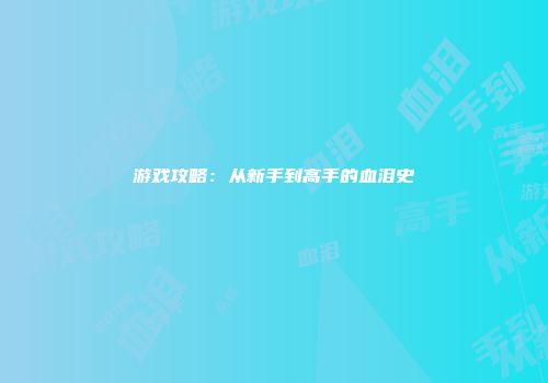 游戏攻略：从新手到高手的血泪史