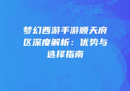 梦幻西游手游顺天府区深度解析：优势与选择指南