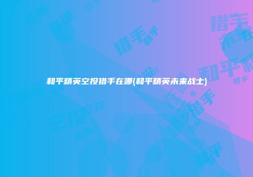 和平精英空投猎手在哪(和平精英未来战士)