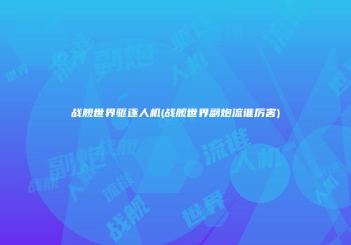 战舰世界驱逐人机(战舰世界副炮流谁厉害)