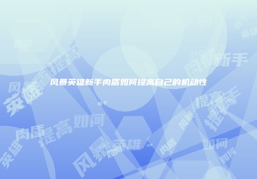 风暴英雄新手肉盾如何提高自己的机动性