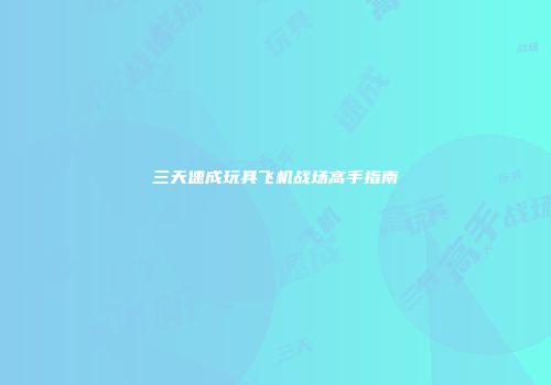 三天速成玩具飞机战场高手指南