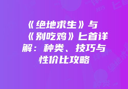 《绝地求生》与《别吃鸡》匕首详解：种类、技巧与性价比攻略