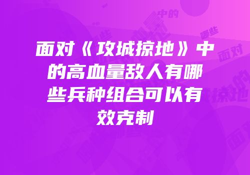 面对《攻城掠地》中的高血量敌人有哪些兵种组合可以有效克制
