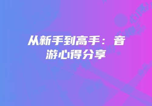 从新手到高手：音游心得分享