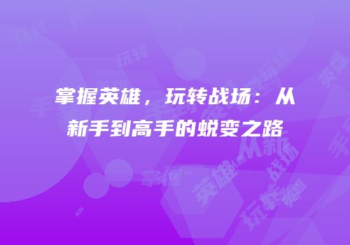 掌握英雄，玩转战场：从新手到高手的蜕变之路