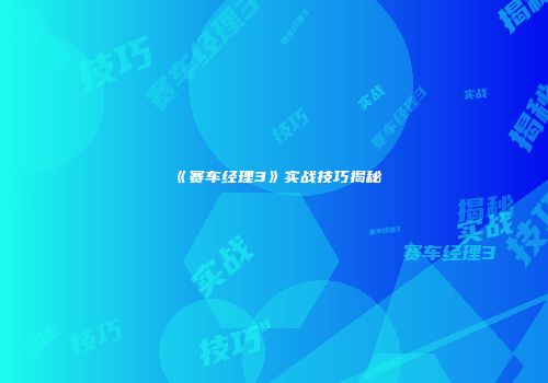 《赛车经理3》实战技巧揭秘
