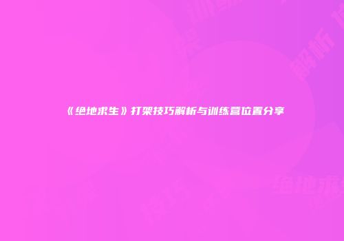 《绝地求生》打架技巧解析与训练营位置分享