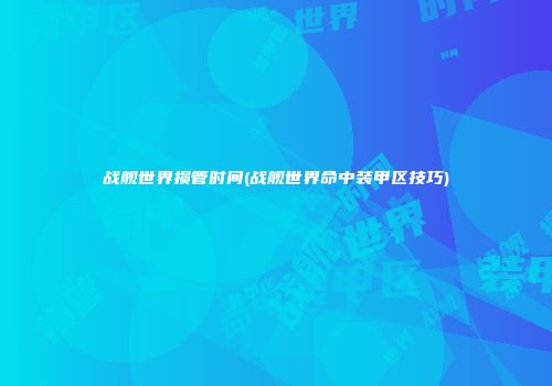 战舰世界损管时间(战舰世界命中装甲区技巧)