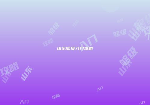 山东够级入门攻略