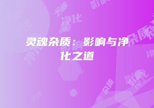 灵魂杂质：影响与净化之道