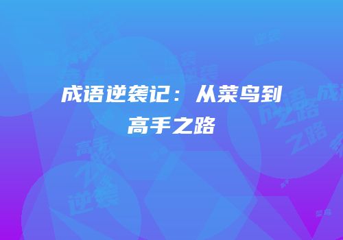 成语逆袭记：从菜鸟到高手之路
