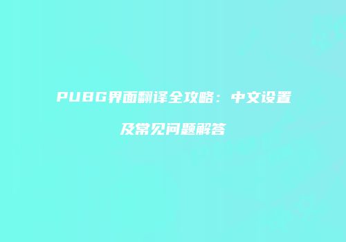 PUBG界面翻译全攻略：中文设置及常见问题解答