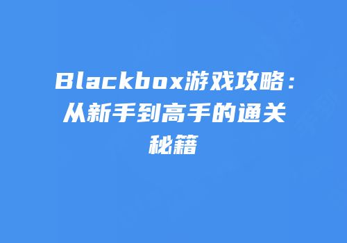 Blackbox游戏攻略：从新手到高手的通关秘籍