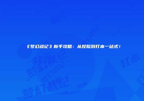 《梦幻战记》新手攻略：从捏脸到打本一站式！