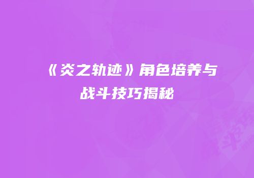 《炎之轨迹》角色培养与战斗技巧揭秘