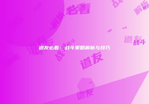 道友必看：战斗策略解析与技巧