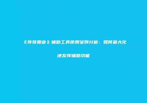 《传奇霸业》辅助工具使用案例分析：如何最大化地发挥辅助功能