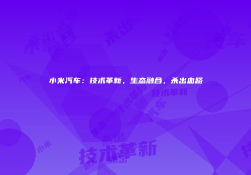 小米汽车：技术革新，生态融合，杀出血路