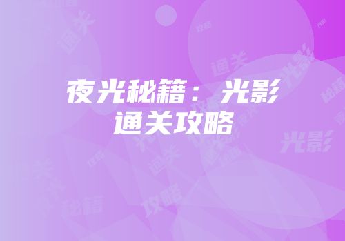 夜光秘籍：光影通关攻略