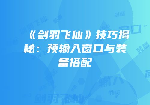 《剑羽飞仙》技巧揭秘：预输入窗口与装备搭配