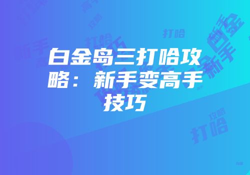 白金岛三打哈攻略：新手变高手技巧